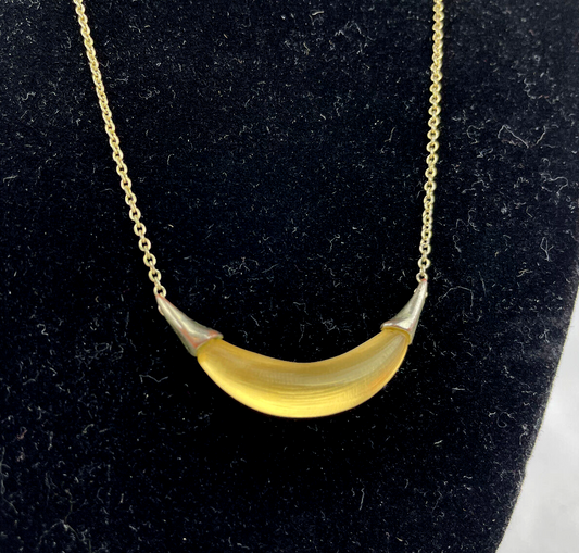 Alexis Bittar Goldtone Capped Lucite Crescent Shaped Gold/Yellow Necklace