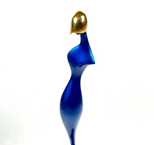 Paul Braslow L/E #28/60 Bronze Sculpture "Paris 3" Blue & Gilt Female Form