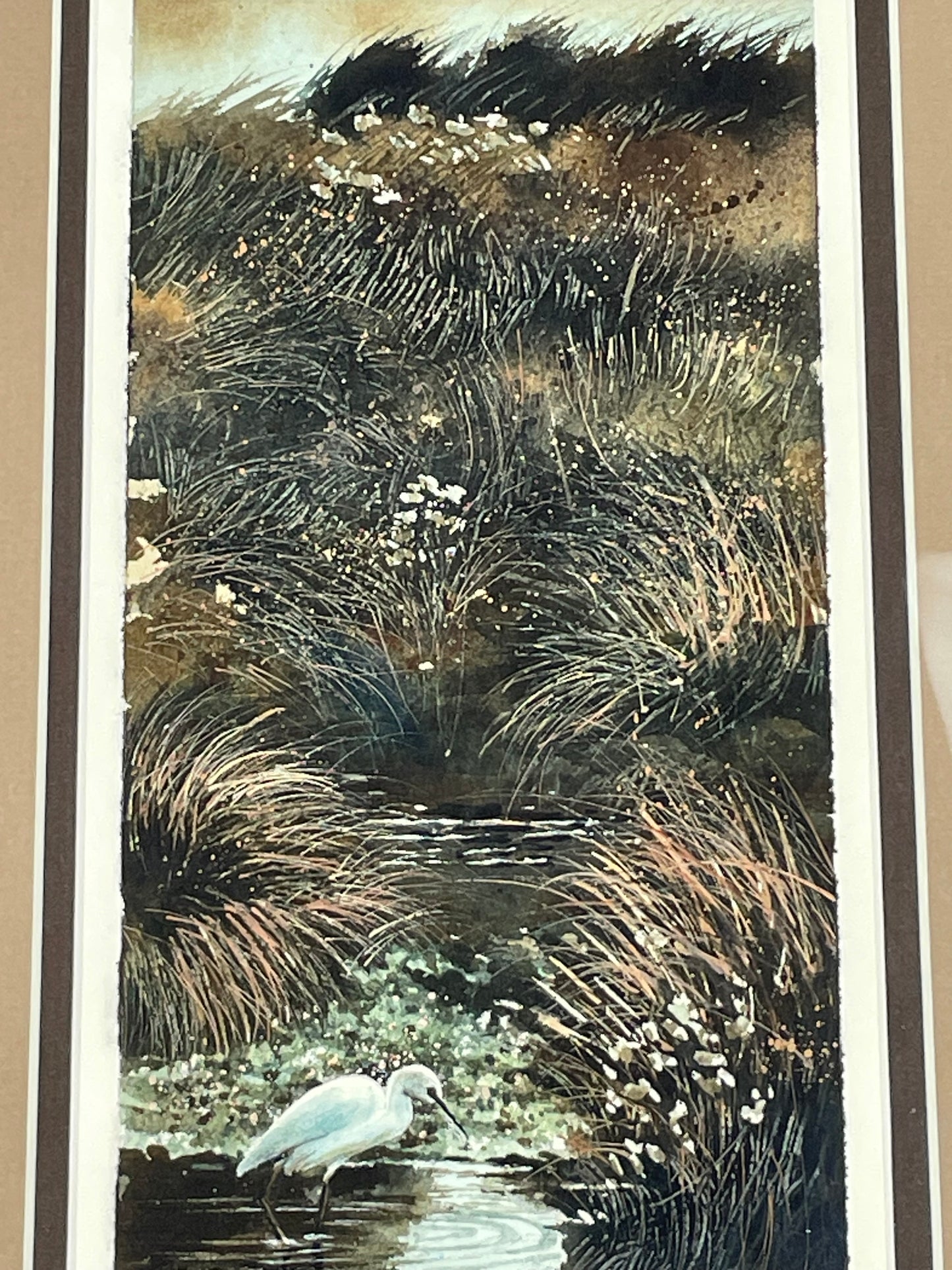 Original Watercolor Painting of an Egret by Commissioned Artist Alex Young
