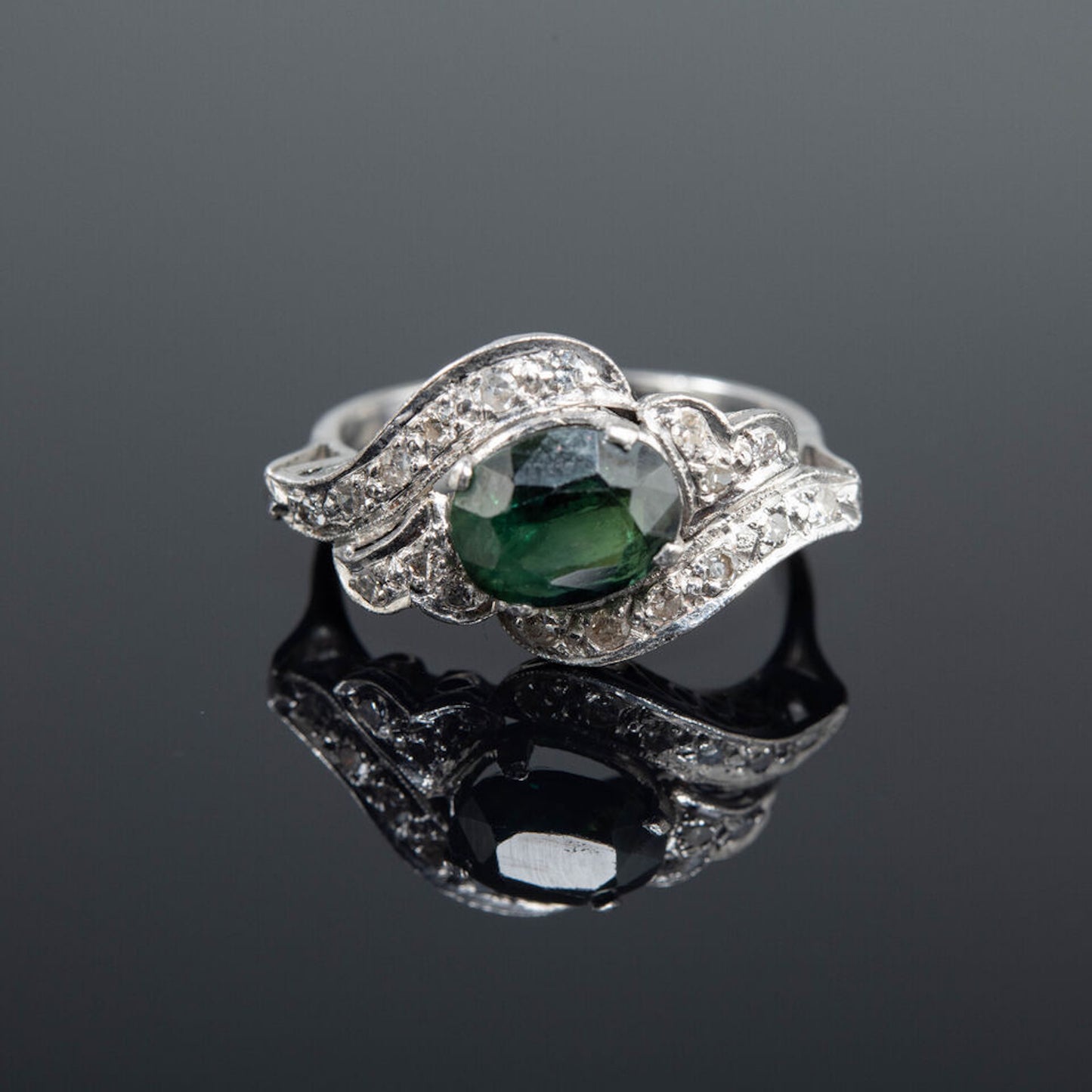 Vintage Palladium Sapphire & Diamond Ring (Appraisal Included)